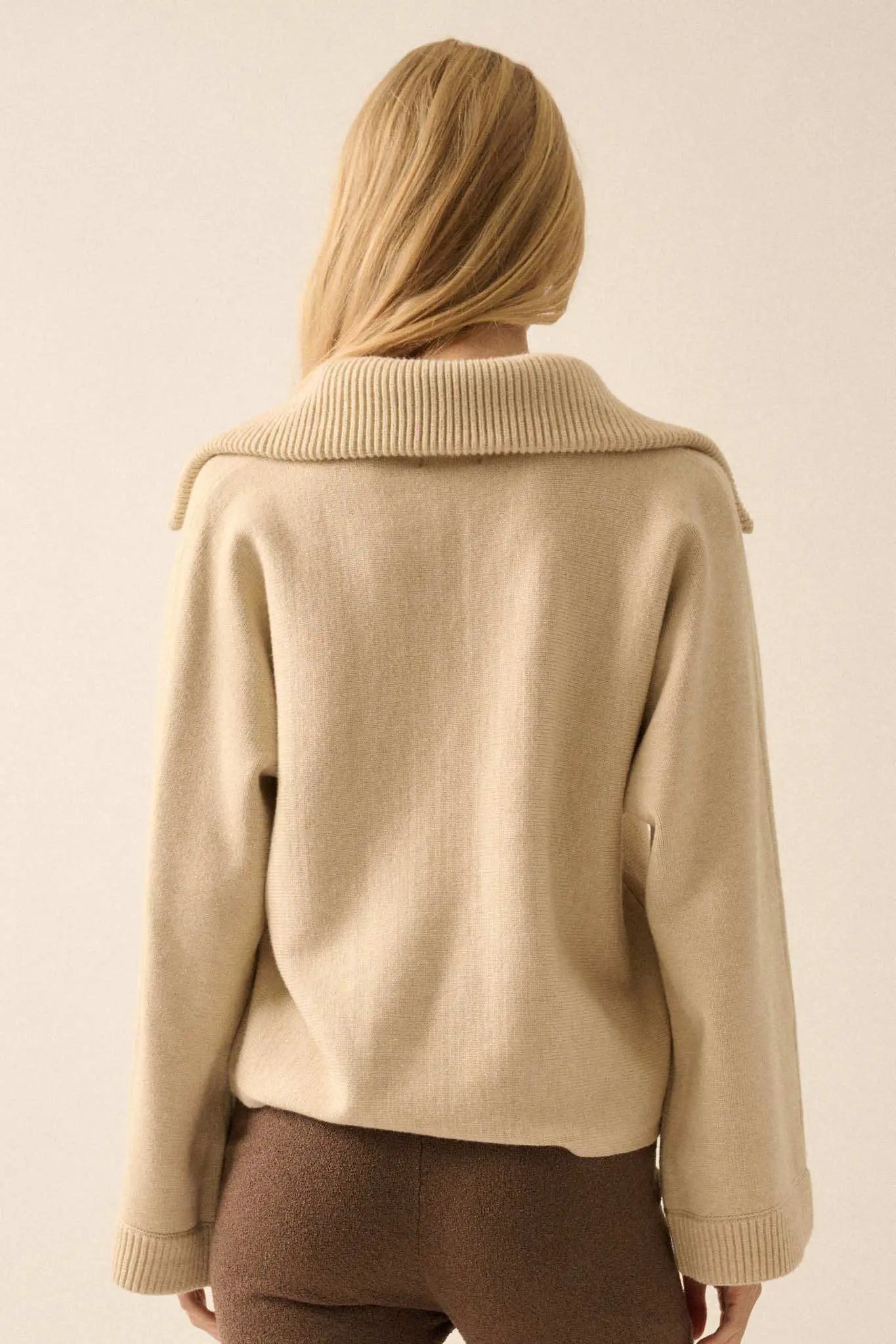Home Sweet Home Oversized Collar V-Neck Sweater