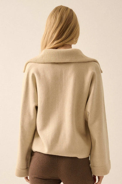Home Sweet Home Oversized Collar V-Neck Sweater