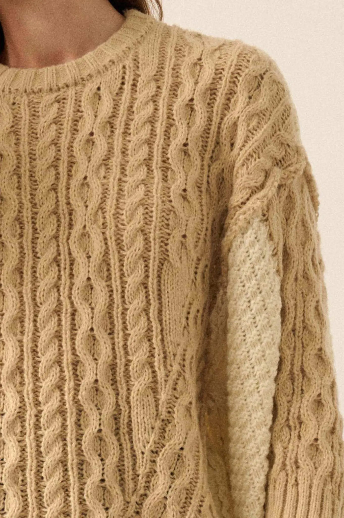So Together Colorblock Cable Knit Oversize Sweater