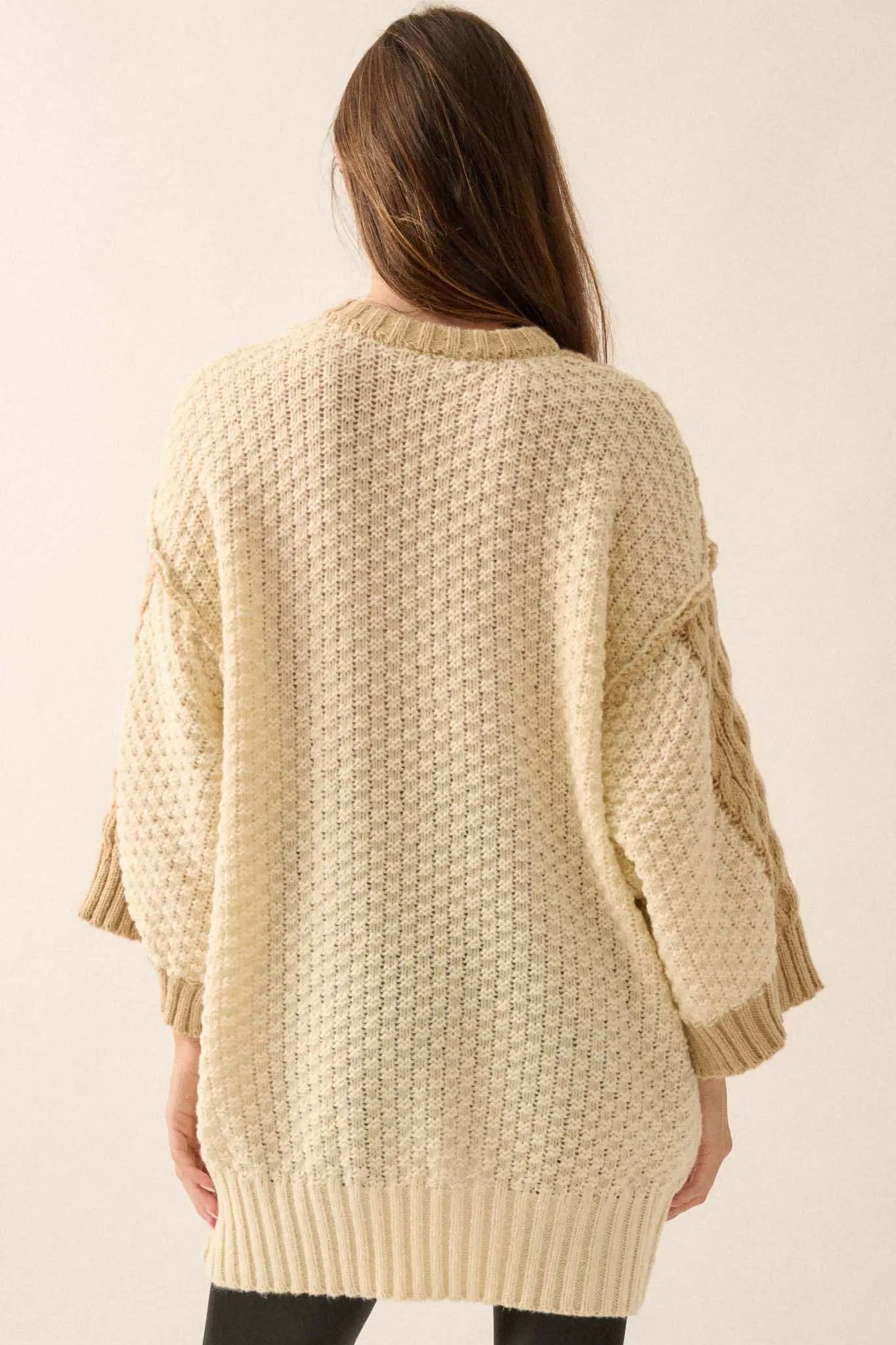 So Together Colorblock Cable Knit Oversize Sweater