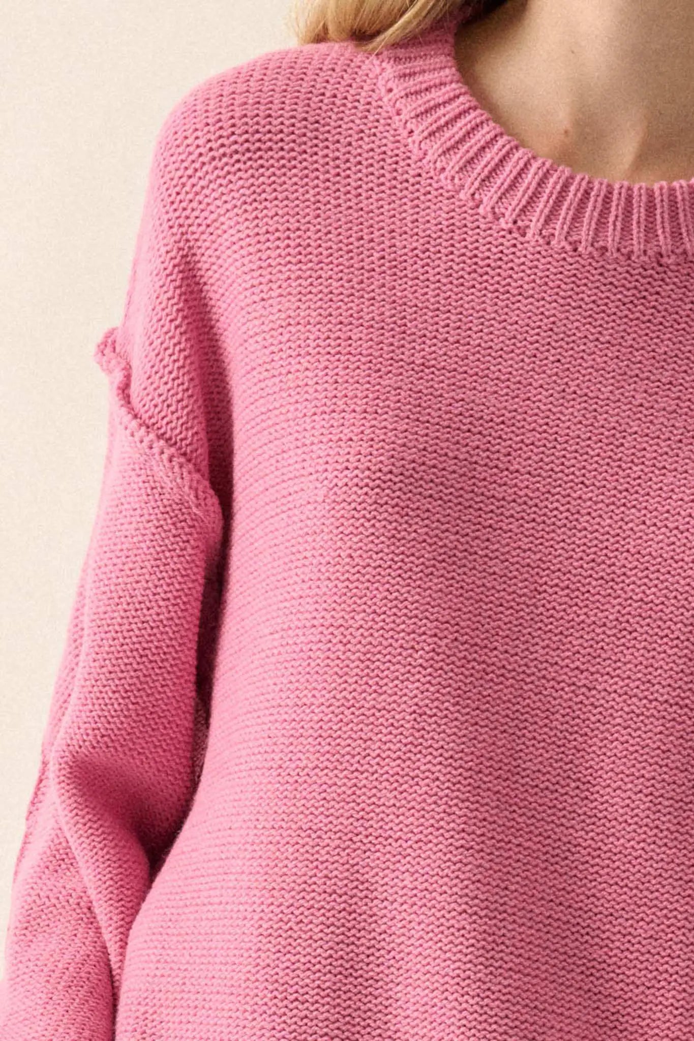 Mellow Mood Exposed-Seam Loose-Fit Sweater