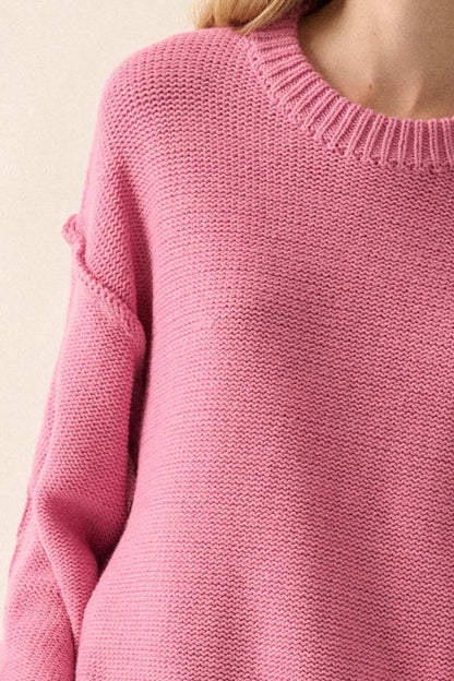 Mellow Mood Exposed-Seam Loose-Fit Sweater