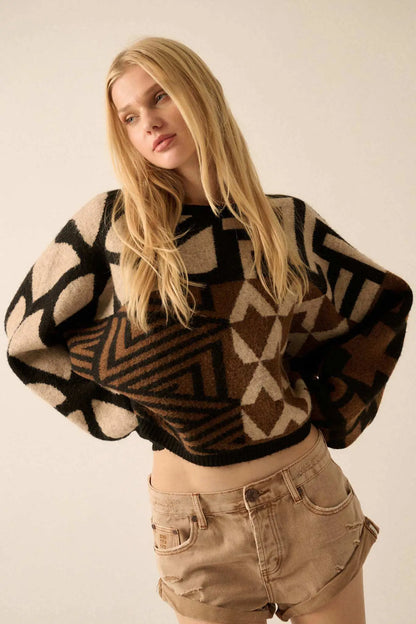 Shaping Up Multicolor Geometric Sweater