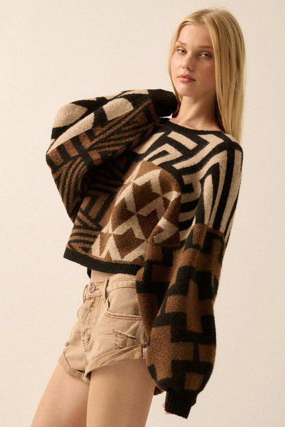 Shaping Up Multicolor Geometric Sweater