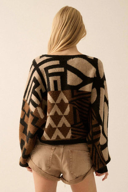 Shaping Up Multicolor Geometric Sweater