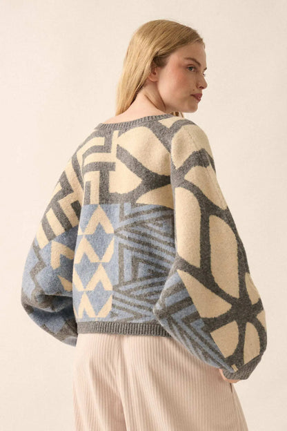 Shaping Up Multicolor Geometric Sweater