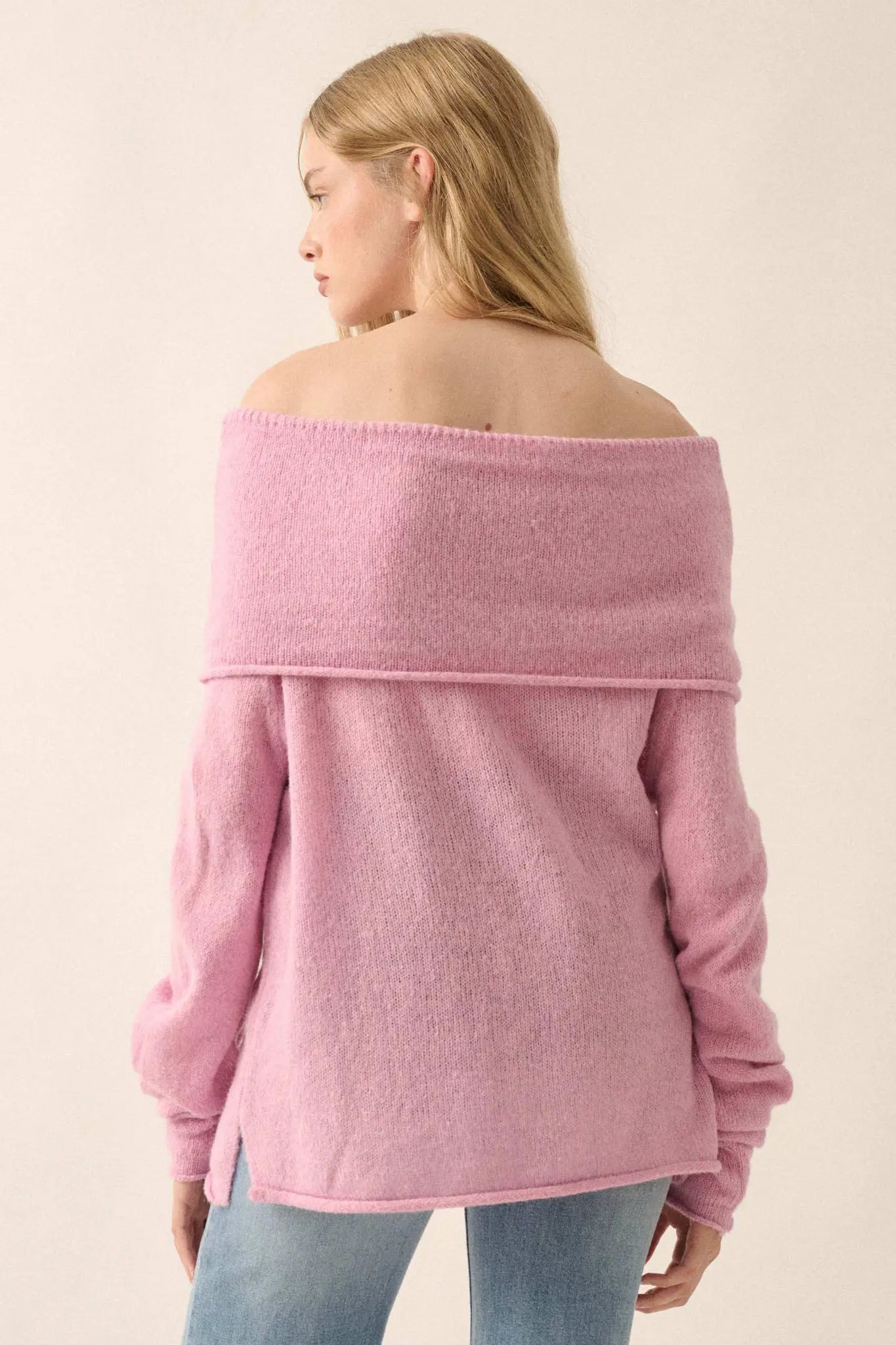 Enjoy the Moment Off-Shoulder Foldover Sweater