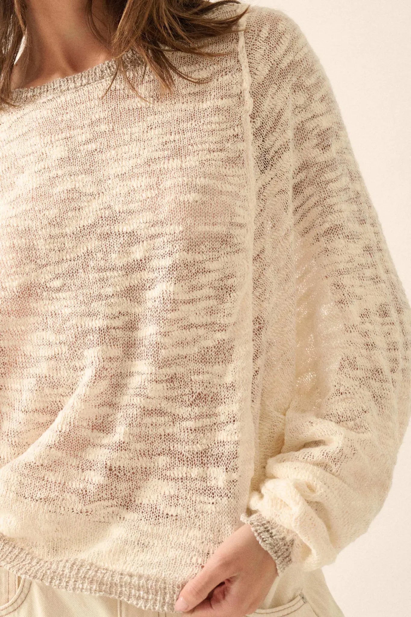 Feels So Good Burnout Knit Dolman-Sleeve Sweater