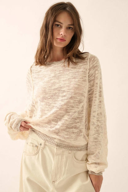 Feels So Good Burnout Knit Dolman-Sleeve Sweater