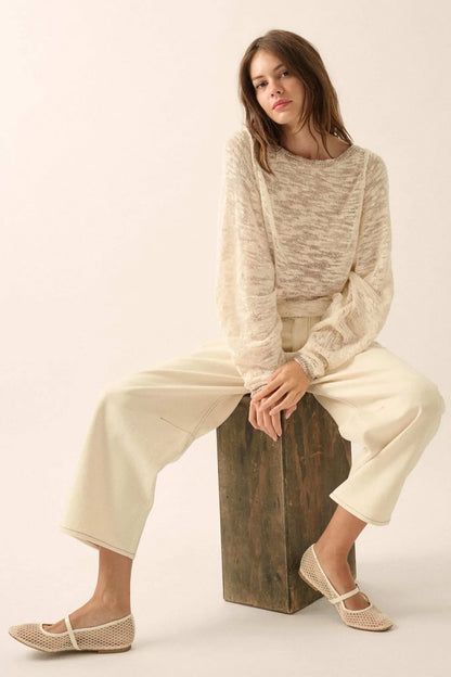 Feels So Good Burnout Knit Dolman-Sleeve Sweater