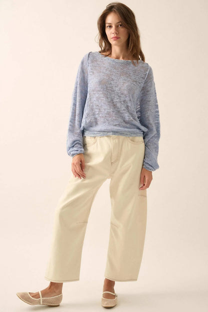 Feels So Good Burnout Knit Dolman-Sleeve Sweater