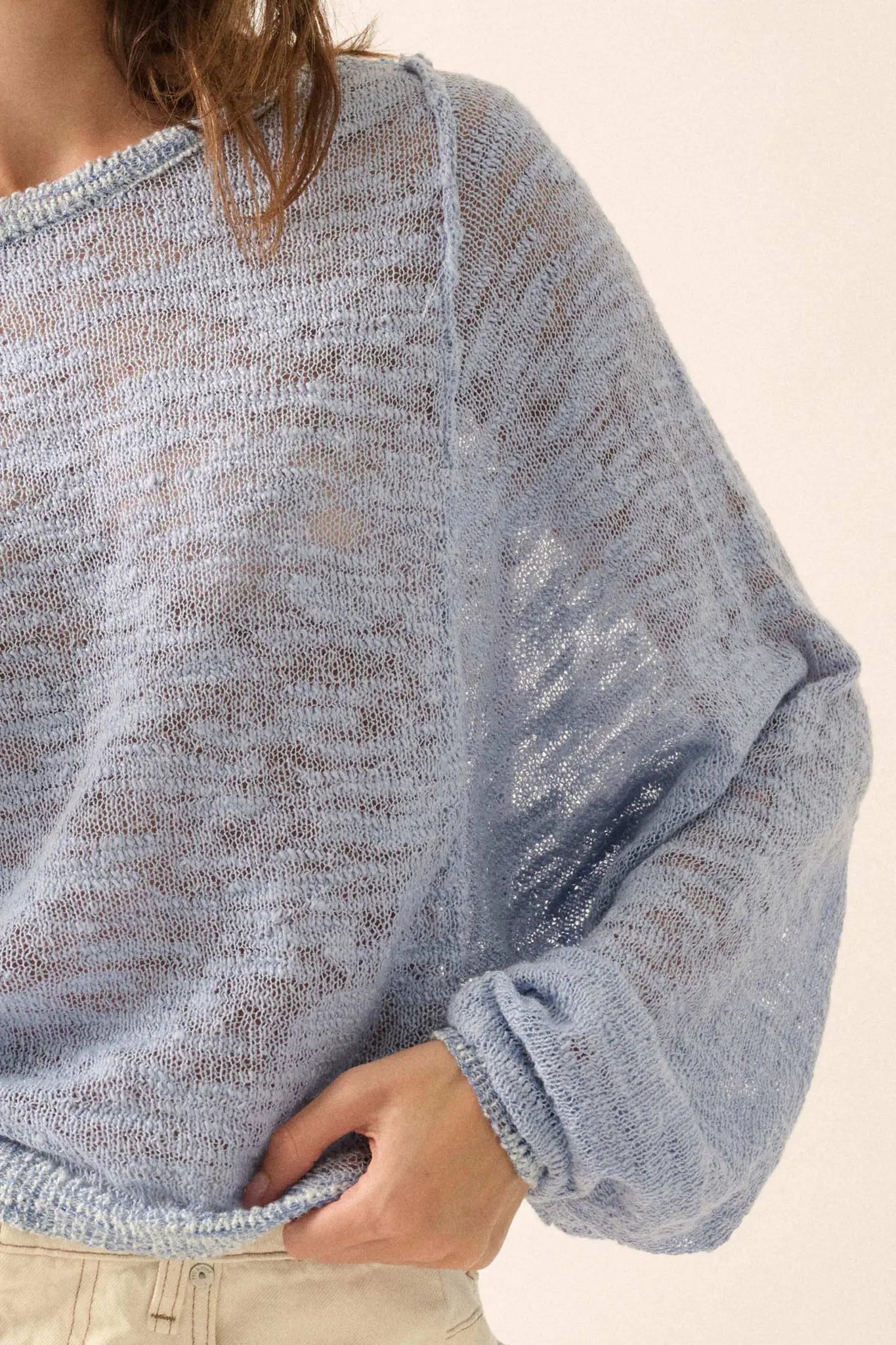 Feels So Good Burnout Knit Dolman-Sleeve Sweater