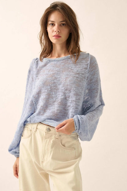 Feels So Good Burnout Knit Dolman-Sleeve Sweater
