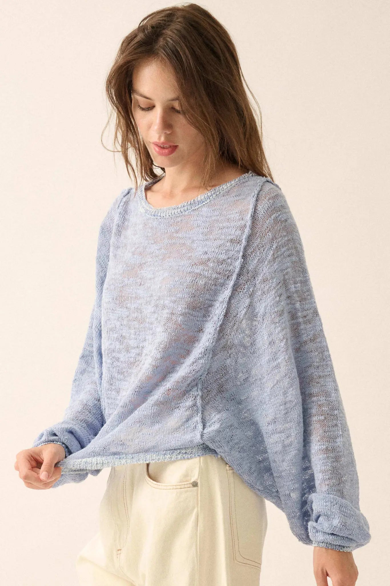 Feels So Good Burnout Knit Dolman-Sleeve Sweater