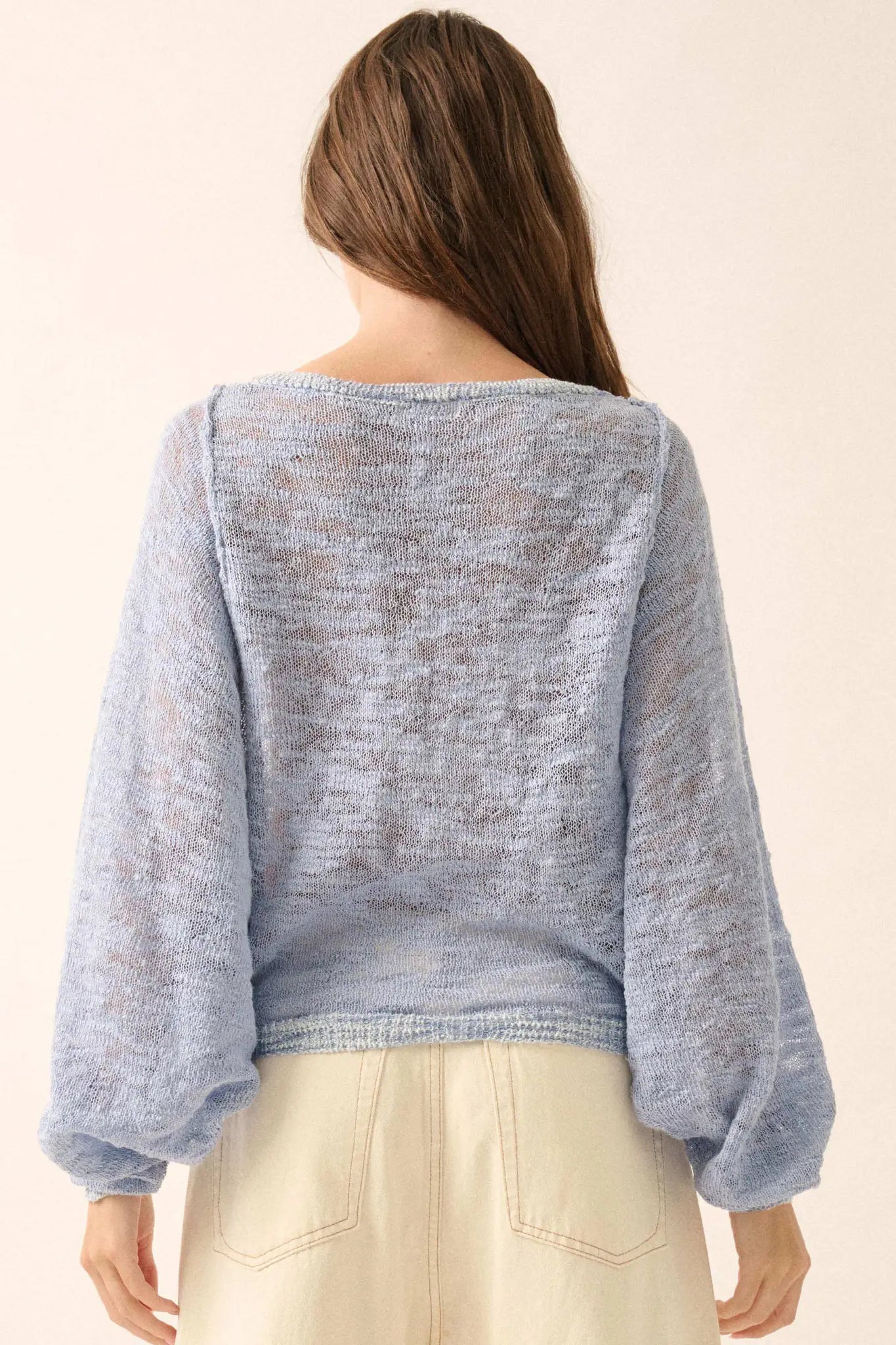 Feels So Good Burnout Knit Dolman-Sleeve Sweater