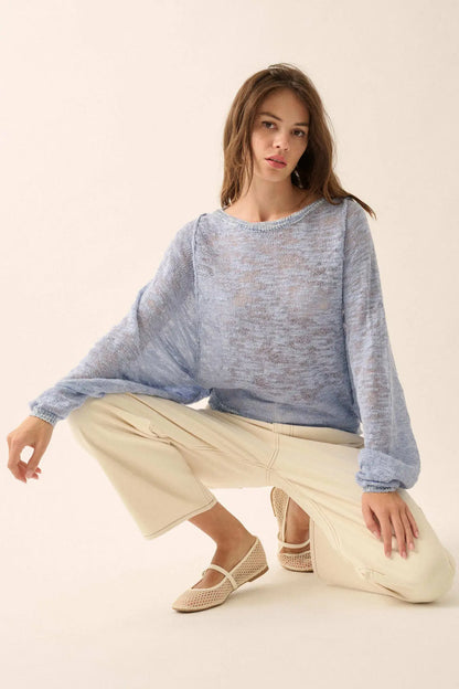 Feels So Good Burnout Knit Dolman-Sleeve Sweater