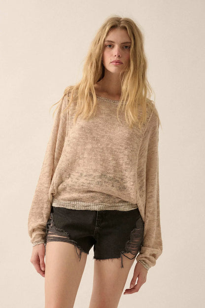 Feels So Good Burnout Knit Dolman-Sleeve Sweater