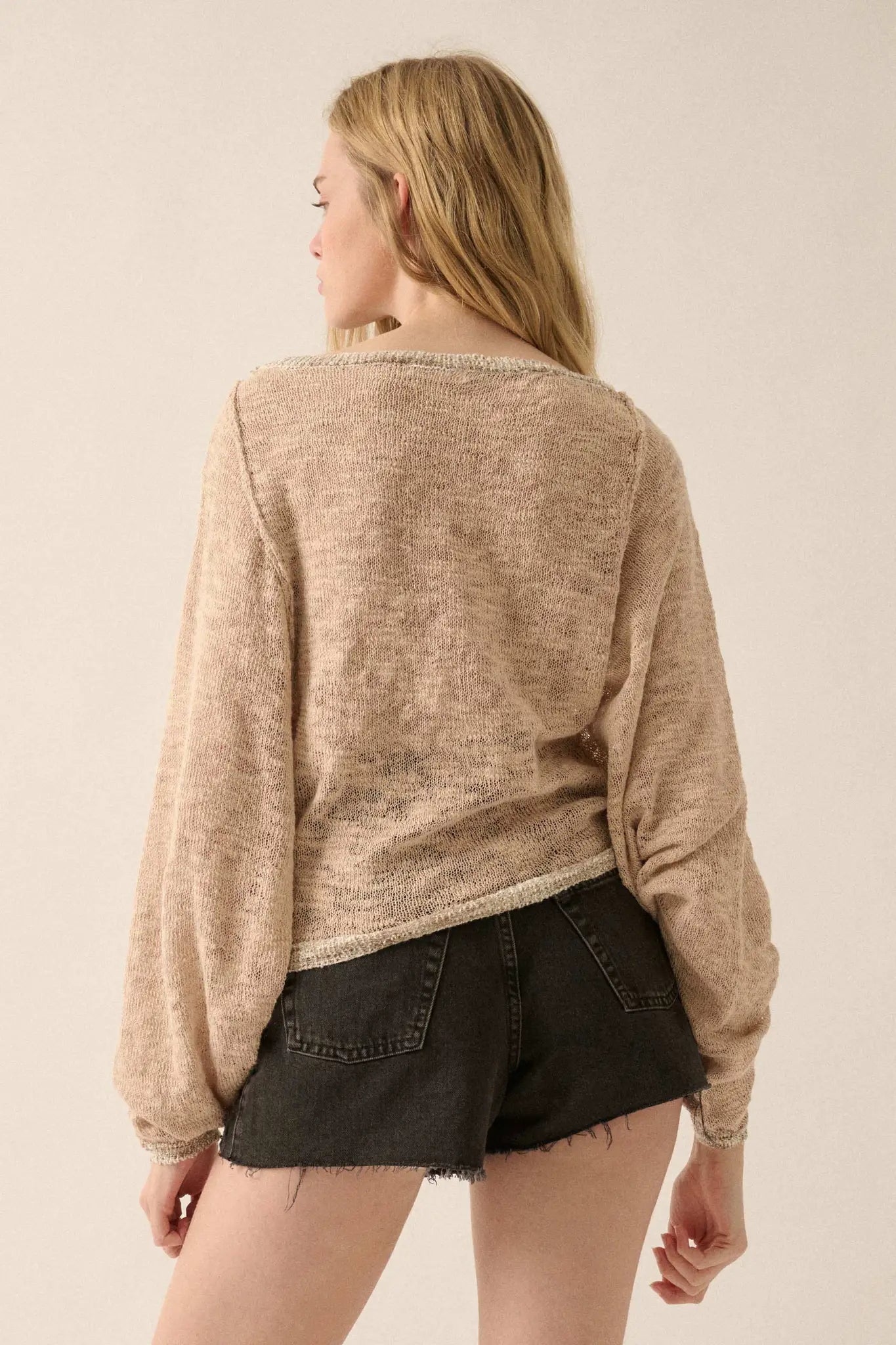 Feels So Good Burnout Knit Dolman-Sleeve Sweater