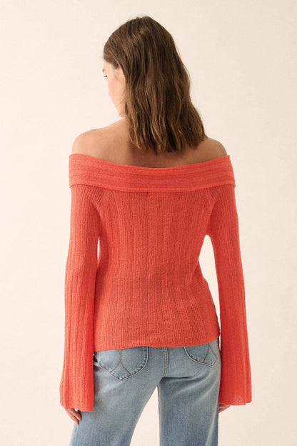 Dear Diary Off-Shoulder Tie-Front Cardigan