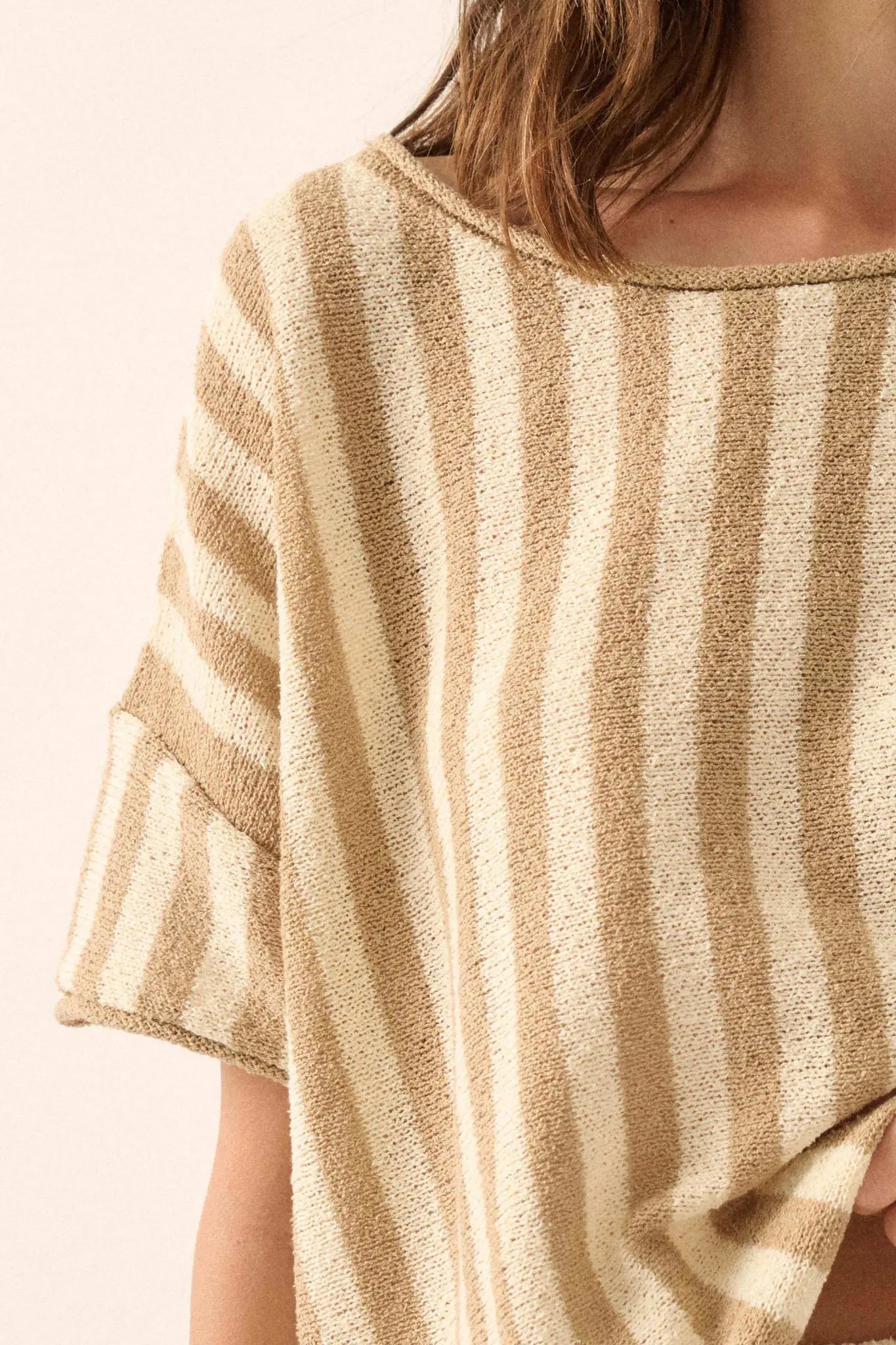 Born Free Striped Rolled-Edge Short-Sleeve Sweater