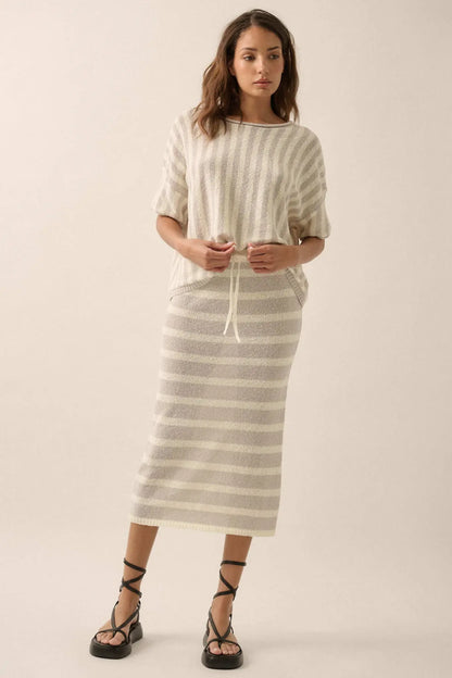 Born Free Striped Rolled-Edge Short-Sleeve Sweater