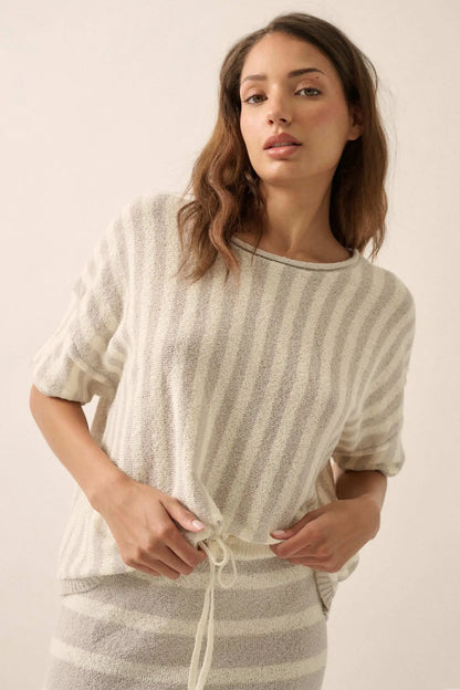 Born Free Striped Rolled-Edge Short-Sleeve Sweater
