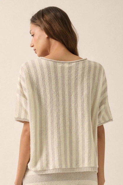 Born Free Striped Rolled-Edge Short-Sleeve Sweater