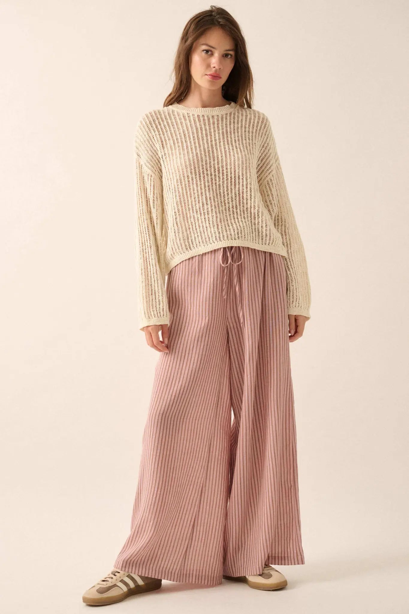 Beautifully Free Ribbed Open-Knit Oversize Sweater