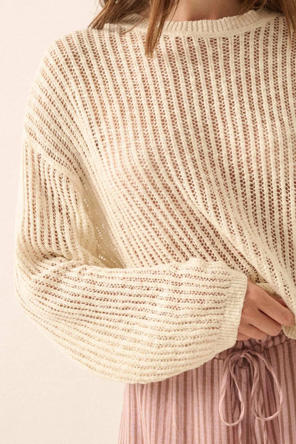 Beautifully Free Ribbed Open-Knit Oversize Sweater