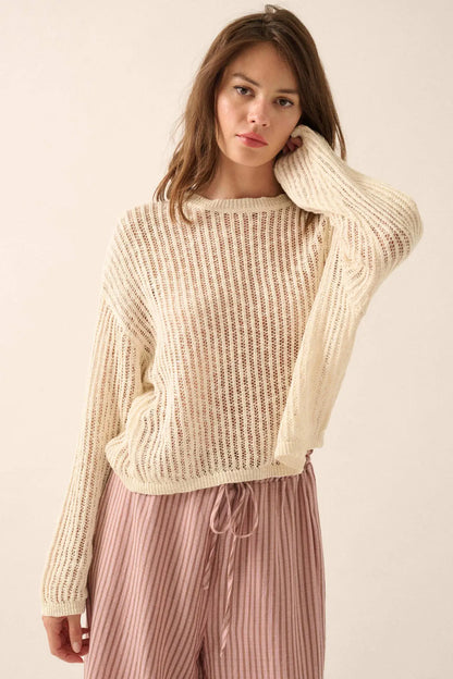Beautifully Free Ribbed Open-Knit Oversize Sweater