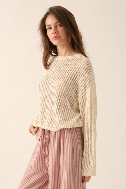 Beautifully Free Ribbed Open-Knit Oversize Sweater