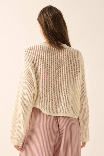 Beautifully Free Ribbed Open-Knit Oversize Sweater