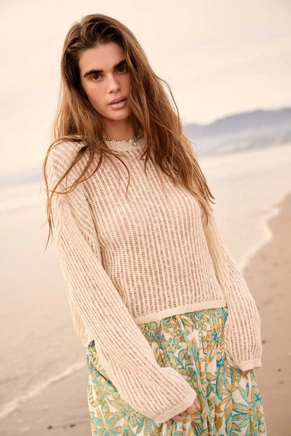 Beautifully Free Ribbed Open-Knit Oversize Sweater
