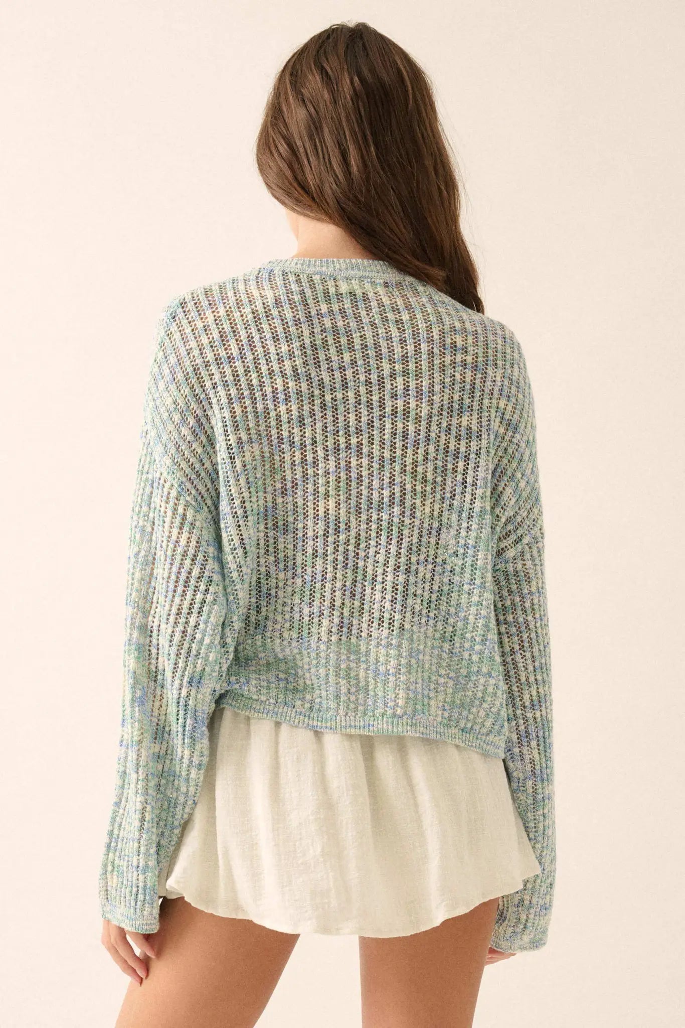 Beautifully Free Ribbed Open-Knit Oversize Sweater