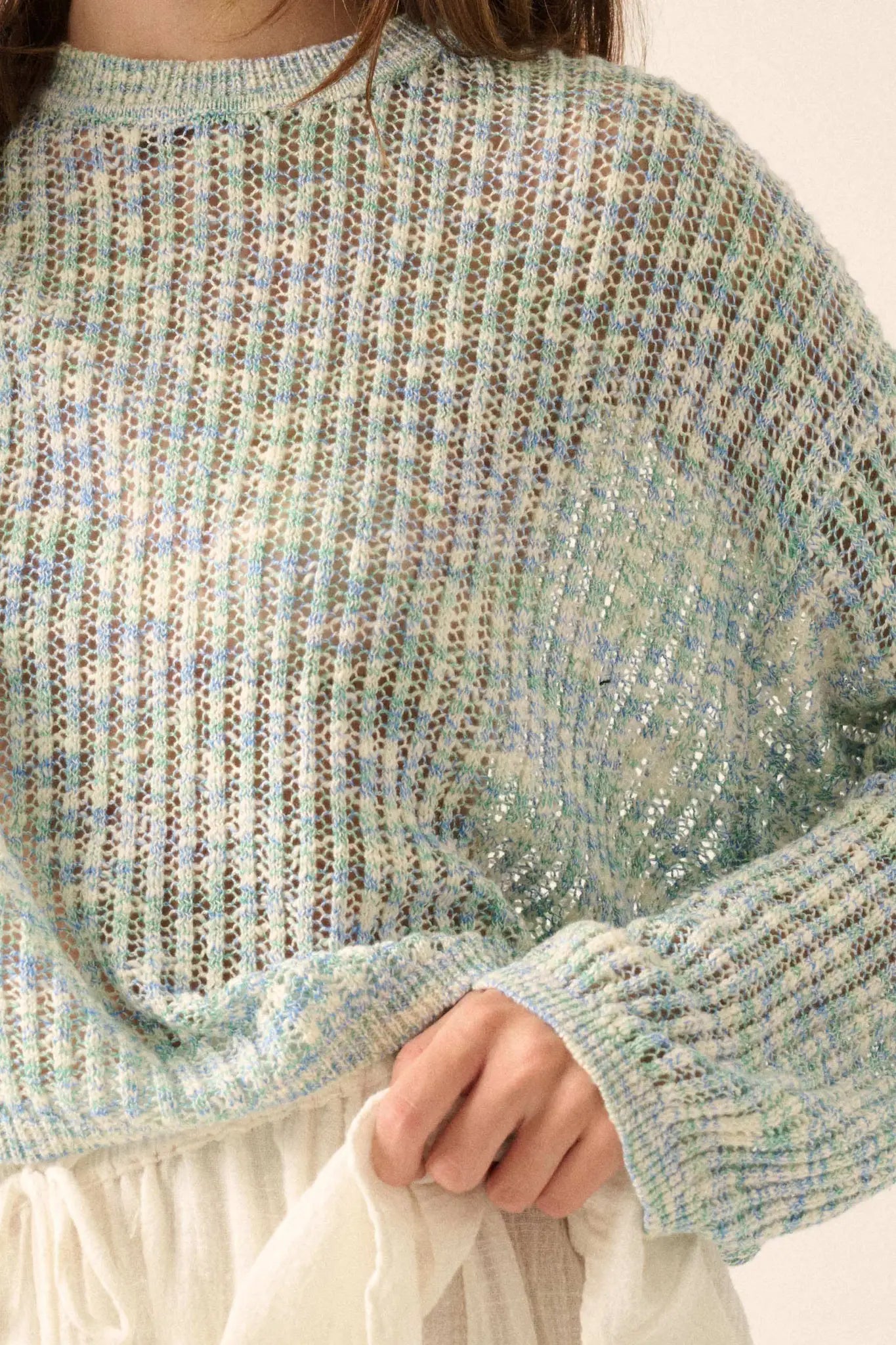 Beautifully Free Ribbed Open-Knit Oversize Sweater