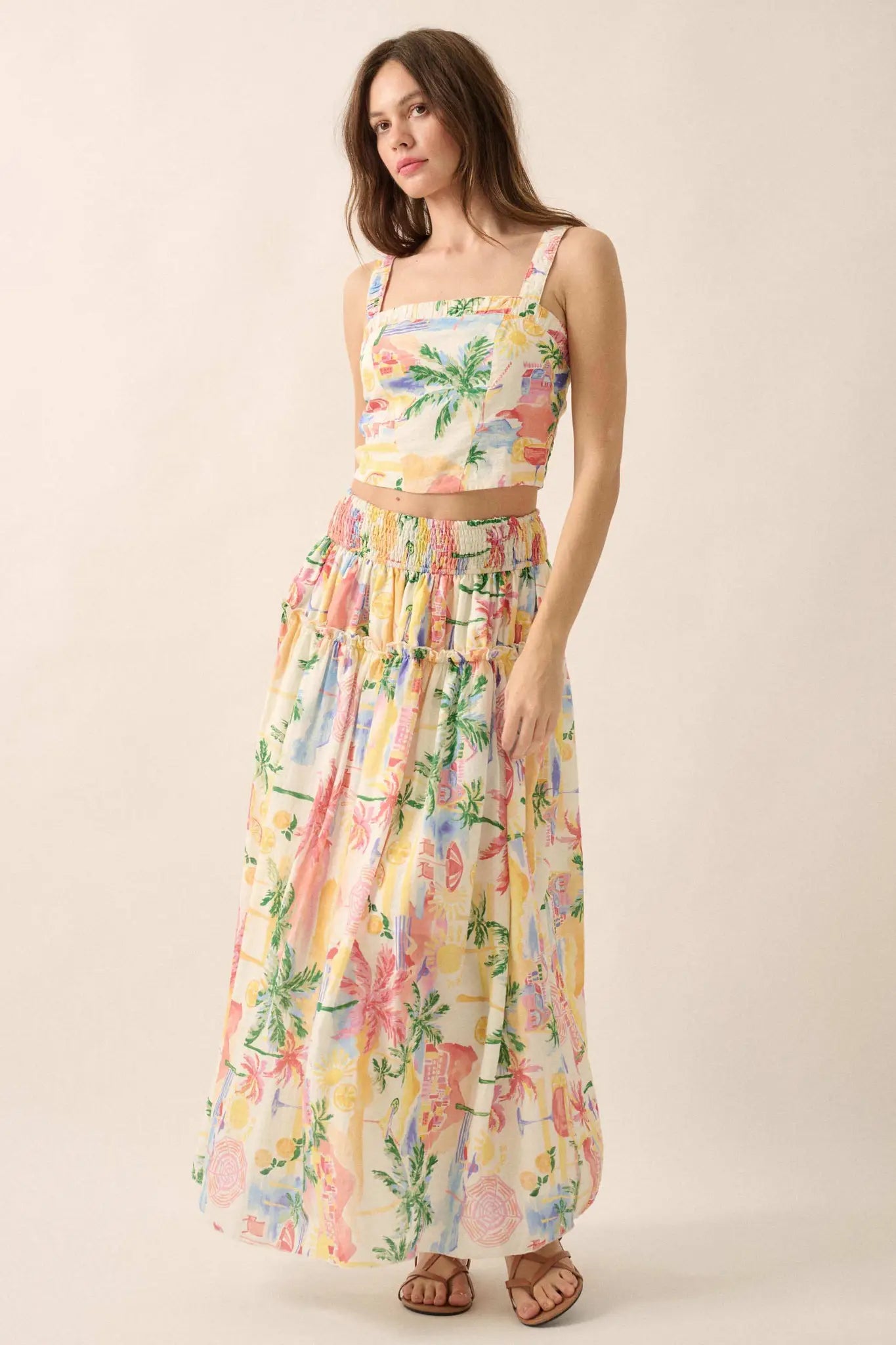 Personal Paradise Tropical-Print Cropped Cami Top