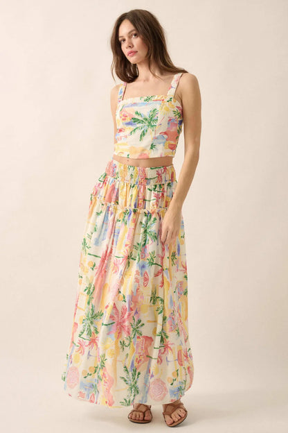 Personal Paradise Tropical-Print Cropped Cami Top