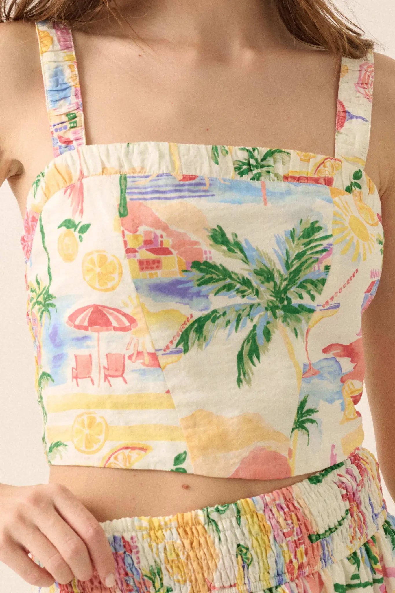 Personal Paradise Tropical-Print Cropped Cami Top