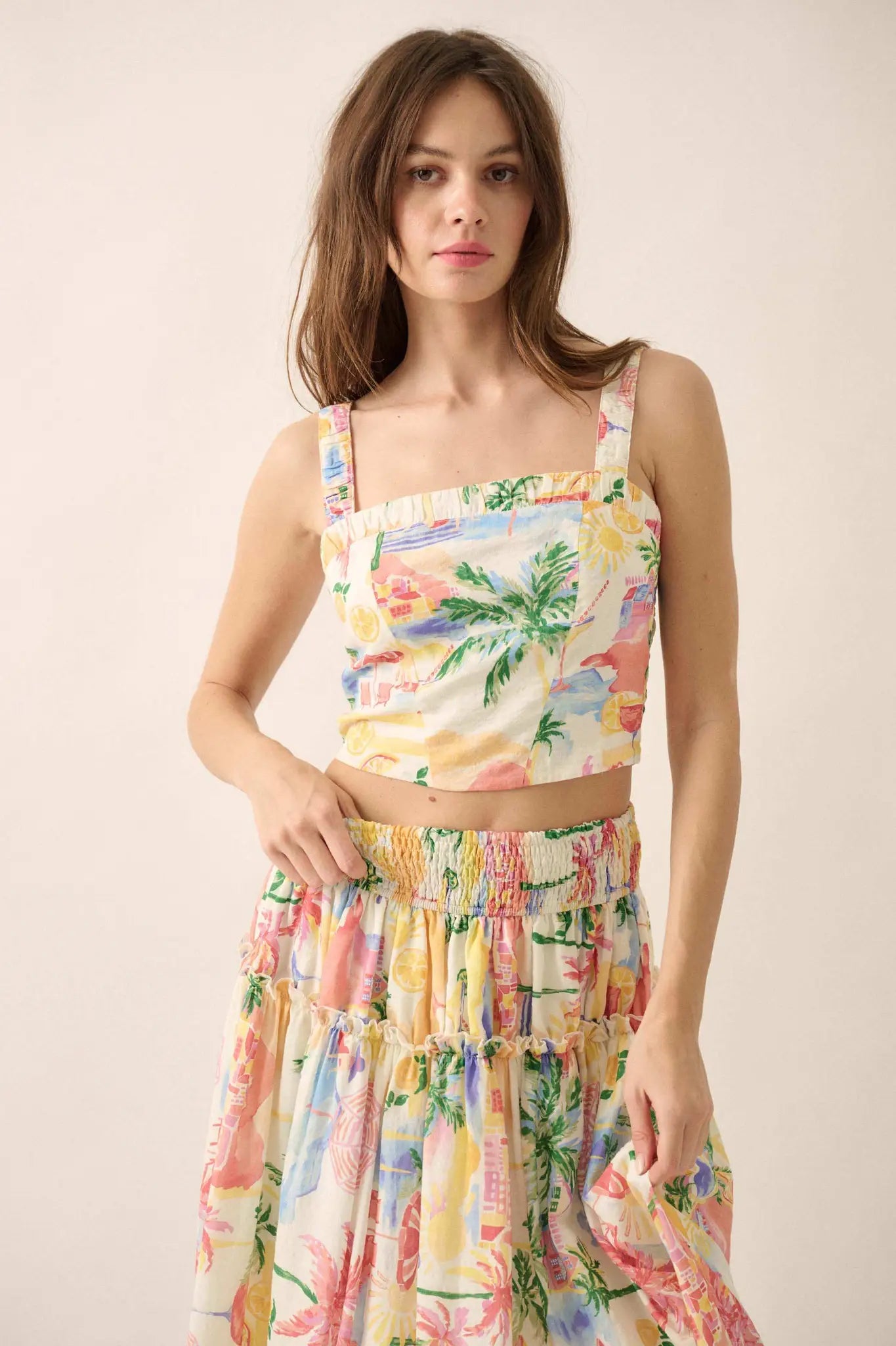 Personal Paradise Tropical-Print Cropped Cami Top