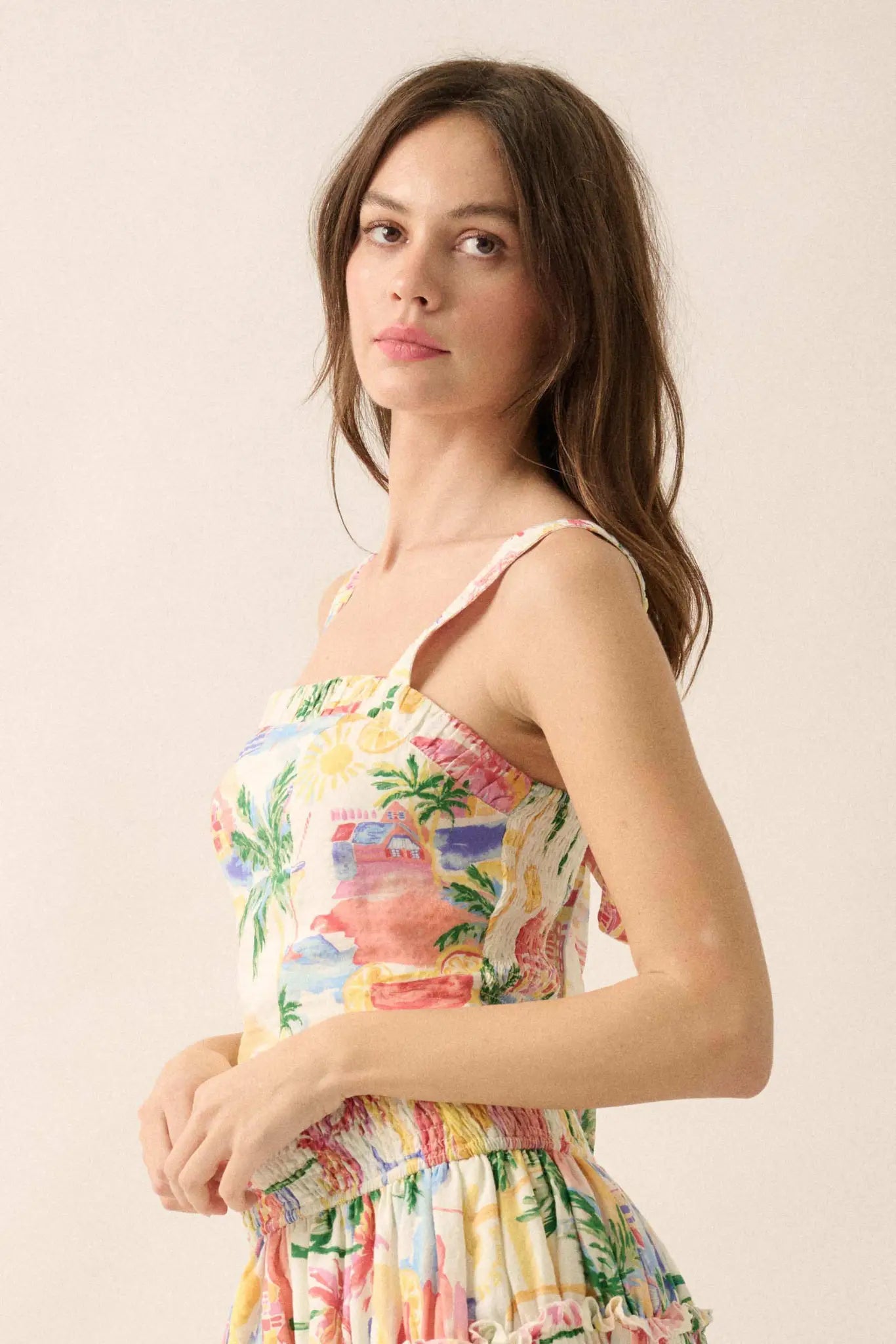 Personal Paradise Tropical-Print Cropped Cami Top