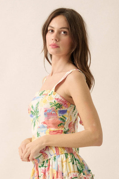 Personal Paradise Tropical-Print Cropped Cami Top