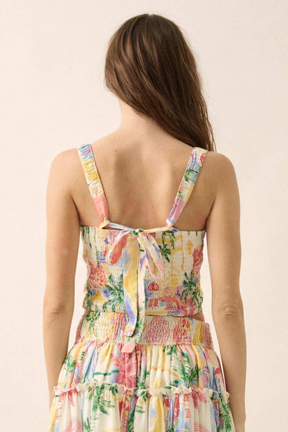Personal Paradise Tropical-Print Cropped Cami Top