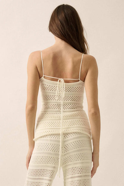 Inner Peace Crochet Knit Buttoned Cami Top