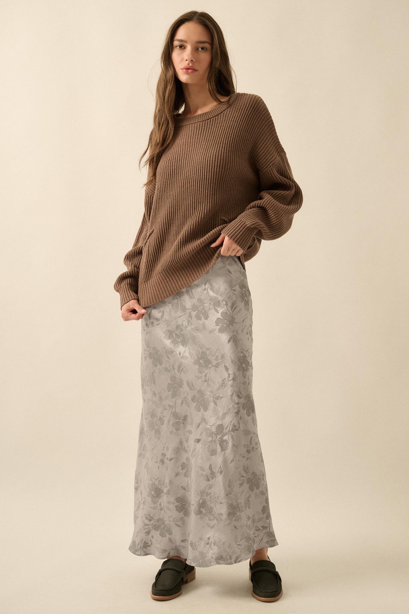 Peaceful Mood Ribbed Knit Exposed-Seam Sweater