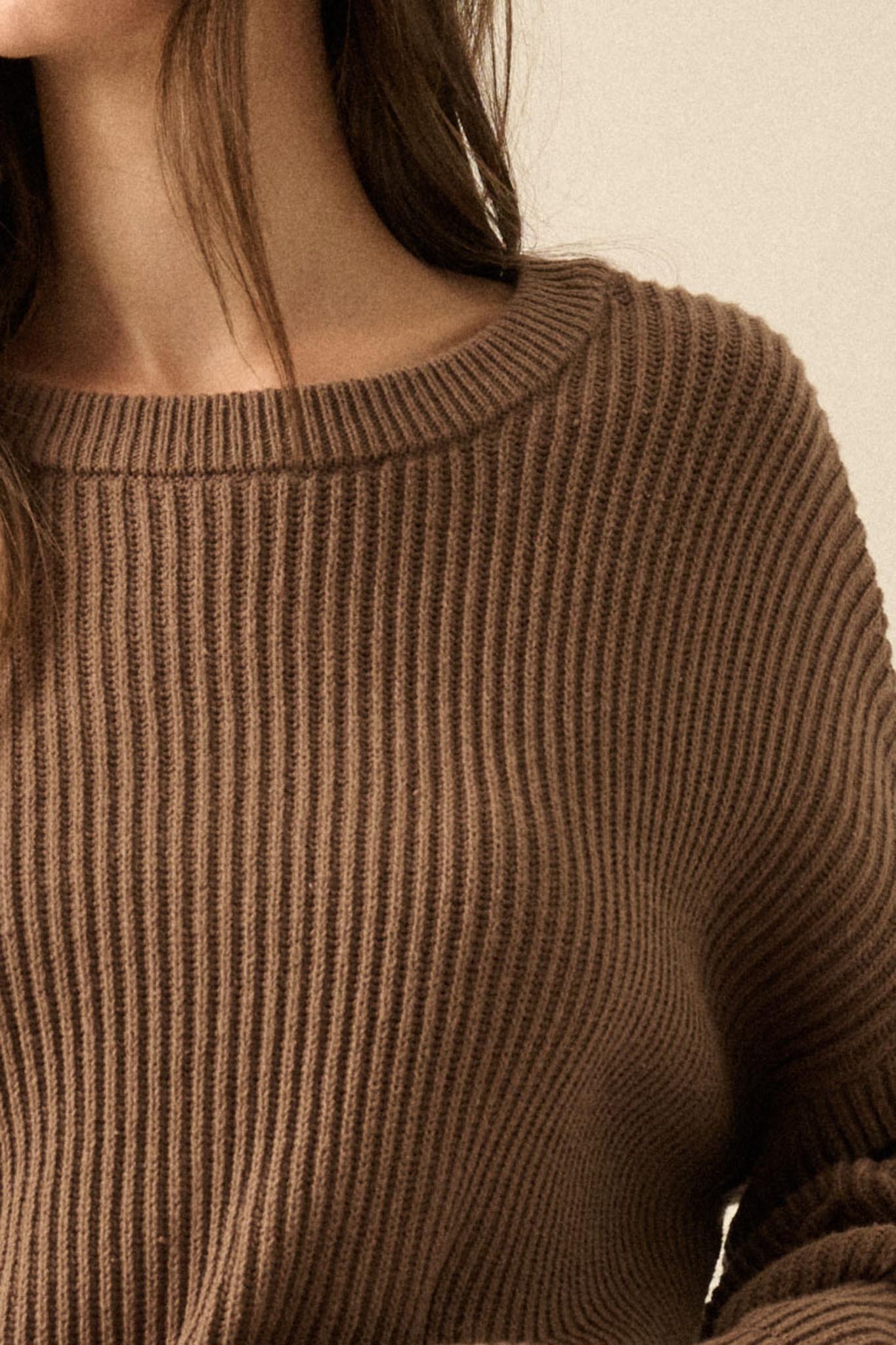Peaceful Mood Ribbed Knit Exposed-Seam Sweater