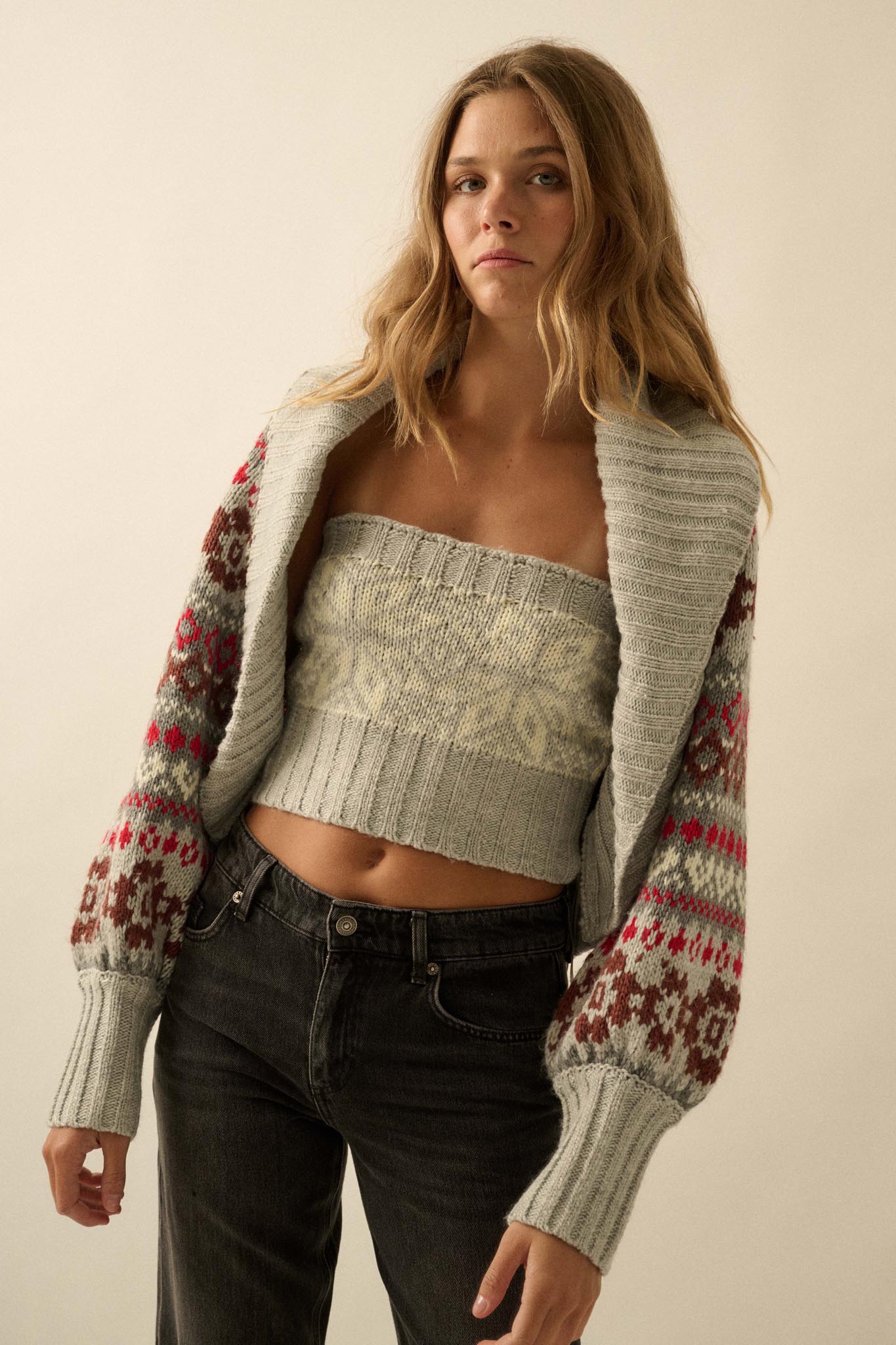 Après Chic Alpine-Knit Shrug and Tube Top Set