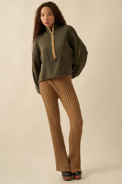 Promise the Label Textured Knit Half-Zip Sweater