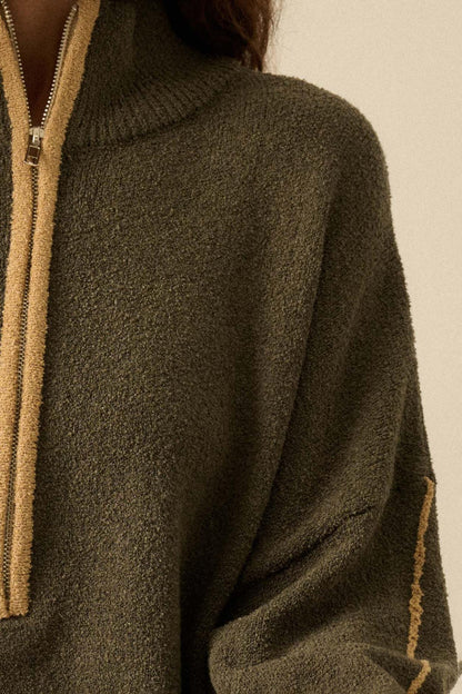 Promise the Label Textured Knit Half-Zip Sweater