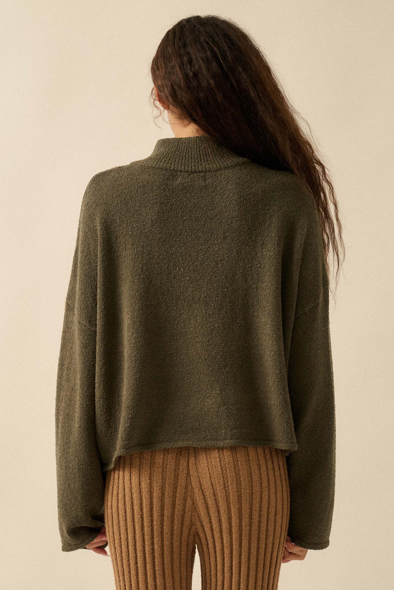 Promise the Label Textured Knit Half-Zip Sweater