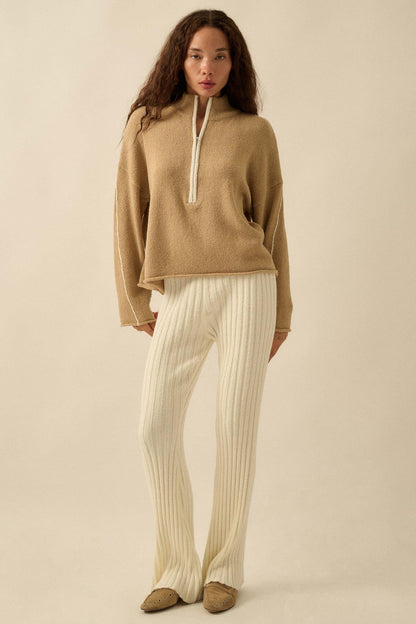 Promise the Label Textured Knit Half-Zip Sweater